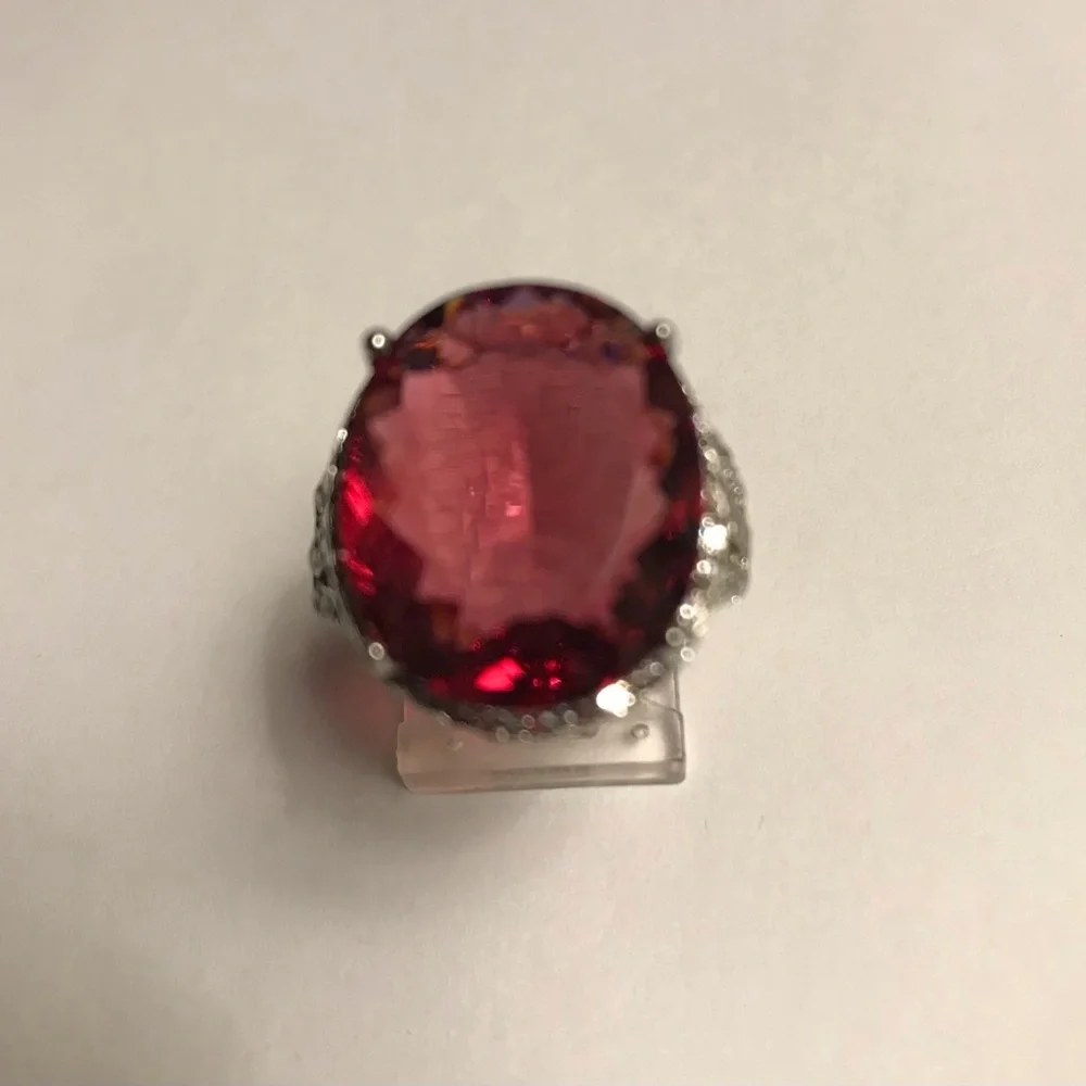 Garnet Stamped 925 Sterling Silver Ring